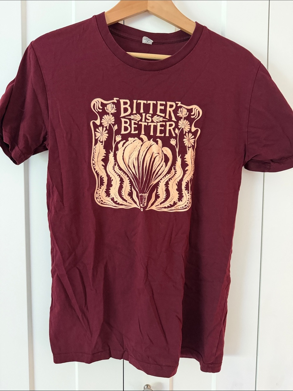 Silk screen printed Bitter Is Better Graphic T-Shirt - Maroon
